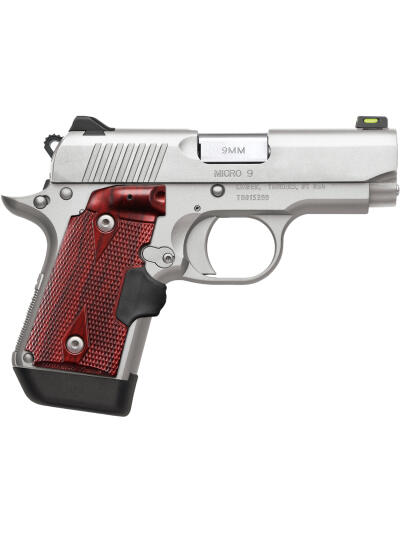 Kimber Mfg.,inc 3700482 Micro 9  Stainless Steel 9mm 7+1 3.15" Satin Silver Slide Rosewood Grip