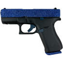 Glock PAX435204NNVY G43X  Sub-Compact Frame 9mm Luger 10+1 3.41" Black GMB Barrel, Navy Blue Glitter Serrated Steel Slide, Black Cerakote Polymer Frame w/Beavertail, Black Textured Grip, Ambidextrous