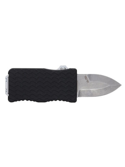 Schrade 1135969 Uproar  Automatic Mini 1.90" OTF Dagger Plain Satin D2 Steel Blade, Black Textured Aluminum Handle