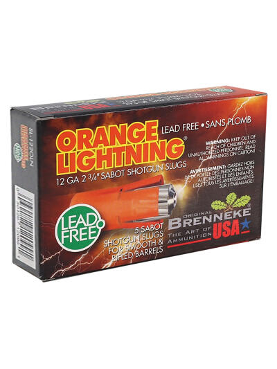 Brenneke SL122OLN Orange Lightning  12Gauge 2.75" 2/3oz Slug Shot 5 Per Box/50 Case