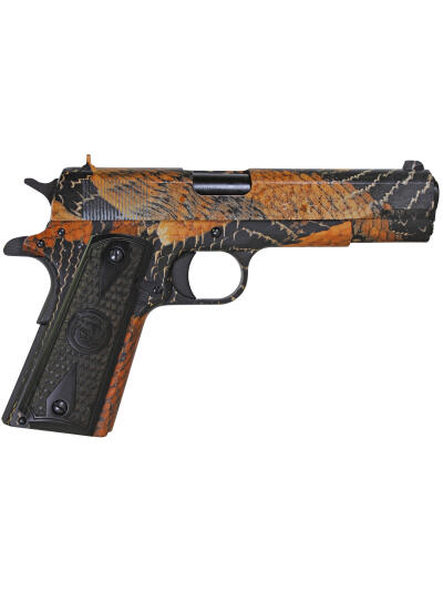 Iver Johnson Arms 1911A1BOA 1911 A1 BOA 45 ACP 8+1 5" Black Steel Barrel, BOA Snakeskin Steel Serrated Slide, BOA Snakeskin Steel Frame w/Beavertail, Black Dymondwood Snakeskin Grip