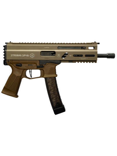 Grand Power 197892004763 SP9A1 Stribog 9mm Luger 30+1 8" Black Threaded Barrel, M-LOK Handguard, Flat Dark Earth Aluminum Picatinny Rail Receiver, FDE Polymer Grip, Thread Protector