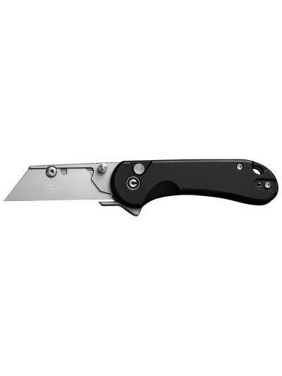Civivi Knives C23039B-1 Elementum Utility All Purpose Utility Plain 6Cr13 Stainless Steel Blade, Black Aluminum Handle, 3 Blades & Pouch