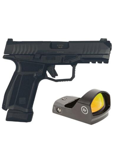 AREX DELTA M OR 9MM 1X15RD 1X17RD AMBI MAG AND SLIDE RELEASE 5X OPTICS PLATES BLACK WITH CRIMSON TRACE RED DOT