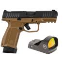 AREX DELTA M OR 9MM 1X15RD 1X17RD AMBI MAG AND SLIDE RELEASE 5X OPTICS PLATES FDE WITH CRIMSON TRACE RED DOT