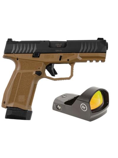 AREX DELTA M OR 9MM 1X15RD 1X17RD AMBI MAG AND SLIDE RELEASE 5X OPTICS PLATES FDE WITH CRIMSON TRACE RED DOT