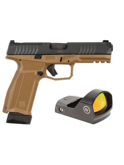 AREX DELTA L OR 9MM 1X17RD 1X19RD AMBI MAG AND SLIDE RELEASE 5X OPTICS PLATES FDE WITH CRIMSON TRACE RED DOT