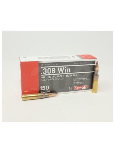 Aguila 308 Win Ammunition 1E308110 150 Grain Full Metal Jacket Boat Tail 20 Rounds