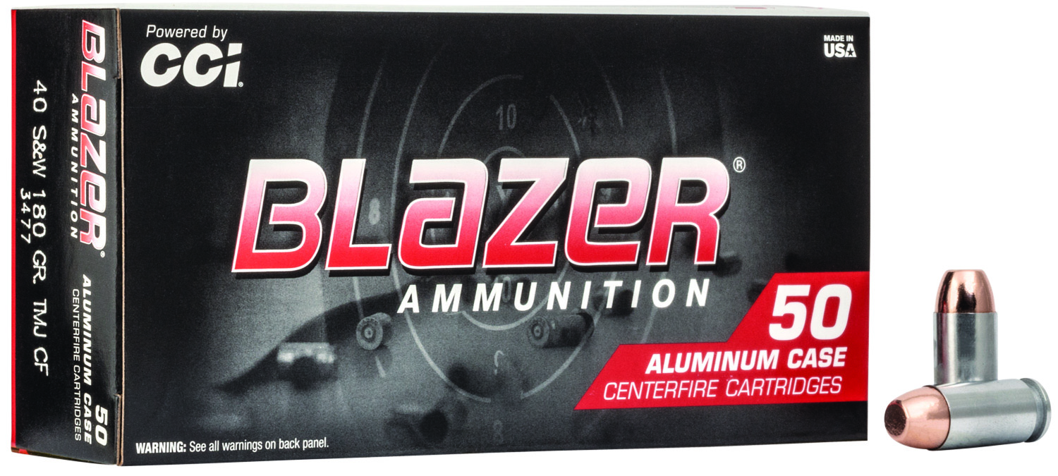 CCI 3477 Blazer Clean-Fire Handgun 40S&W Lead Free 180gr Total Metal Jacket 50 Per Box/20 Case