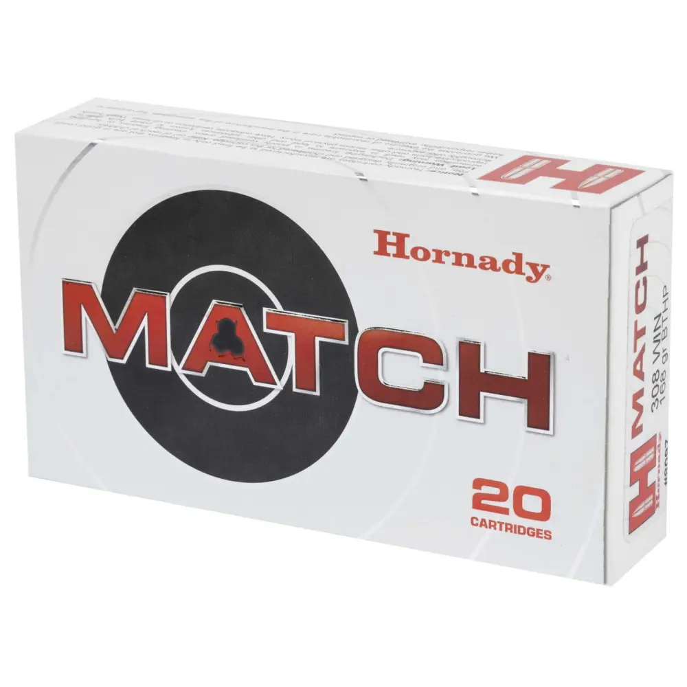 HORNADY MATCH AMO 308 WIN 168 BTHP 20RD (10 BOX CASE) - Image 2