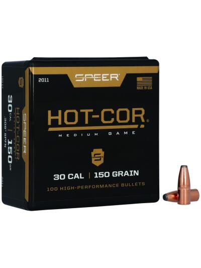 Speer 2011 Hot-Cor  30Cal 150gr Soft Point Flat Nose 100 Per Box/5 Case
