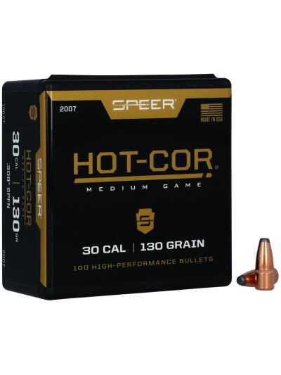 Speer 2007 Hot-Cor  30Cal 130gr Soft Point Flat Nose 100 Per Box/5 Case