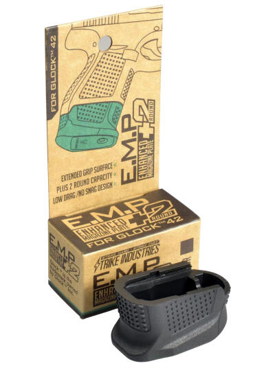Strike Industries EMPG42B Enhanced Magazine Plate  made of Polymer with Black Finish & Extra Gripping Surface for Glock 42 Magazines (Adds 2rds)