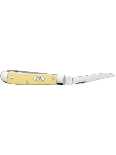 Case 00029 Trapper  Mini 2.70"/2.75" Folding Clip Point/Spey Plain Tumble Polish Chrome Vanadium Steel Blade/Smooth Yellow Synthetic Handle