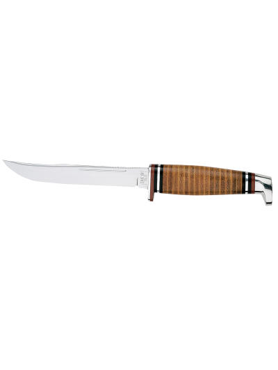 Case 00381 Hunter  5" Fixed Clip Point Plain Mirror Polished Tru-Sharp SS Blade/4.50" Grooved Leather Handle Includes Sheath