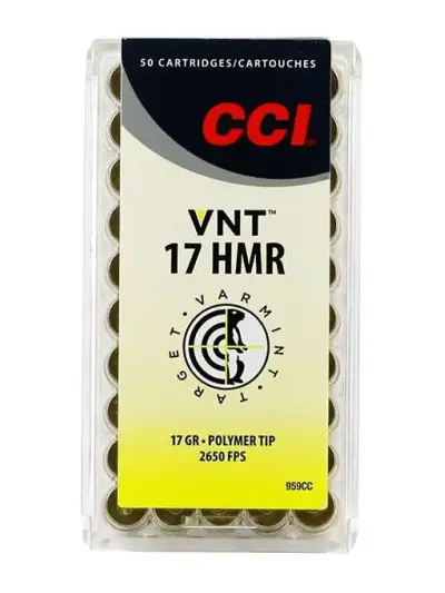 CCI RIMFIRE AMO 17 HMR 17GR VNT TIPPED 50RD (40 BOX CASE)