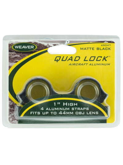 Weaver Mounts 49047 Quad Lock Detachable Rings  Matte Black 1" High