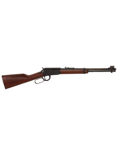 Henry H001Y Lever  Youth 22 Long/22 LR/22 Short 12 LR/16 Short, 16.13" Blued Round Barrel, Black Steel Receiver, American Walnut Fixed Stock,  Right Hand