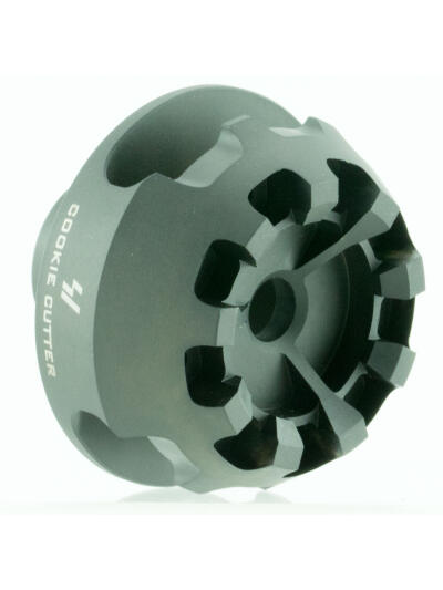 Strike Industries CCCOMP308 Cookie Cutter Comp Black Matte Steel with 5/8"-24 tpi Threads, 1.57" OAL & 0.26" Inside/2.14" Outside Diameter for 308 Win, 7.62x51mm NATO AR-Platform