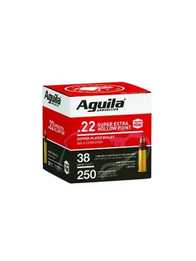 AGUILA AMO 22LR HIGH VELOCITY 38GR HP COPPER COATED LEAD 250RD BULK PACK (8 BOXES PER CASE)