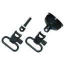 Uncle Mike's 18002 Mag Cap Swivel Set made of Steel with Blued Finish, 1" Loop Size & Quick Detach Style for 12 Gauge Remington 870 Express with Wood Stock Includes Two Super Swivels