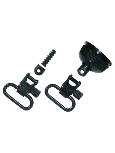 Uncle Mike's 18002 Mag Cap Swivel Set made of Steel with Blued Finish, 1" Loop Size & Quick Detach Style for 12 Gauge Remington 870 Express with Wood Stock Includes Two Super Swivels