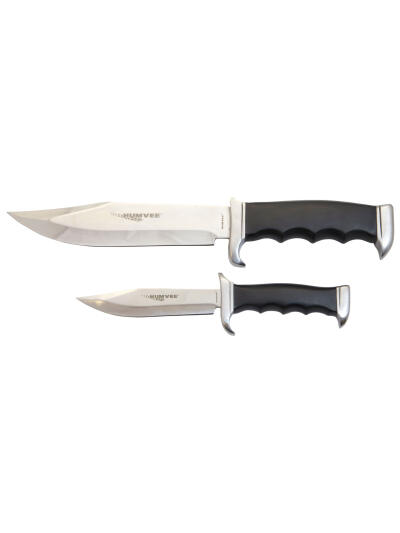 Humvee Adventure Gear HMVBC02BK Bowie Knife Set  Fixed Plain Spear Point Polished Stainless Steel Black Pakawood