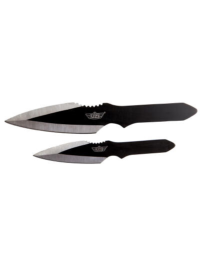 Uzi Accessories UZKTRW002 Throwing Knives  Fixed Spear Point Plain Black Stainless Steel Blade Black Stainless Steel Handle Includes