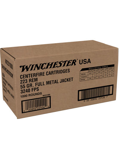 Winchester Ammo W2231000 USA  223Rem 55gr Full Metal Jacket 1000rds *Sold by Case