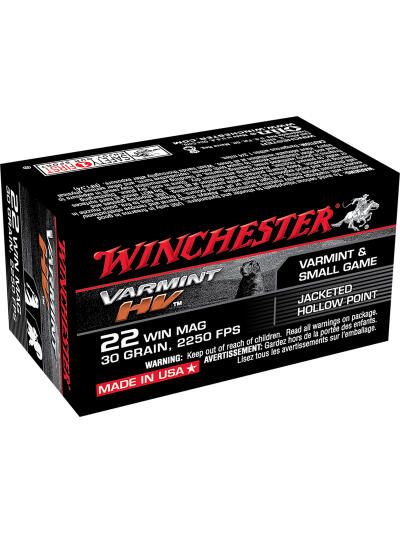 Winchester Ammo S22M2 Varmint HV  22WMR 30gr Jacketed Hollow Point 50 Per Box/40 Case