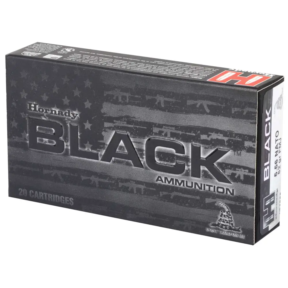 HORNADY BLACK AMO 5.56 NATO 62GR FMJ 20RD (10 BOX CASE) - Image 2
