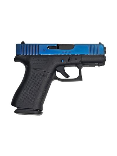 GLOCK 43X FRONT RAIL 9MM COBALT BLUE SLIDE WITH ENGRAVING 10RD