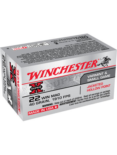 Winchester Ammo X22MH Super X  22WMR 40gr Jacketed Hollow Point 50 Per Box/40 Case