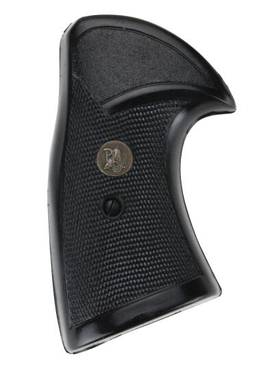 Pachmayr 03267 Presentation Grip Checkered Black Rubber for S&W K/L Frame with Square Butt