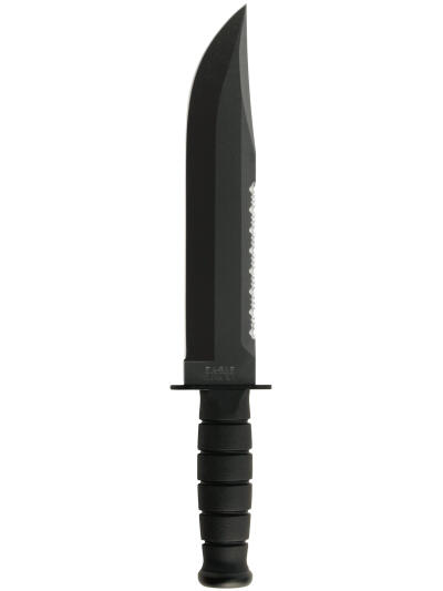 Ka-Bar 2211 Big Brother  9.38" Fixed Top Serrated/Bottom Straight Plain Black 1095 Cro-Van Blade, Black Kraton G Handle, Includes Sheath