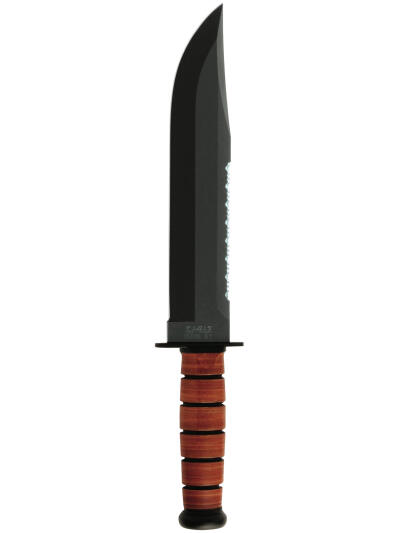 Ka-Bar 2217 Big Brother  9.38" Fixed Clip Point Part Serrated Black 1095 Cro-Van Blade, Brown Leather Handle, Includes Sheath