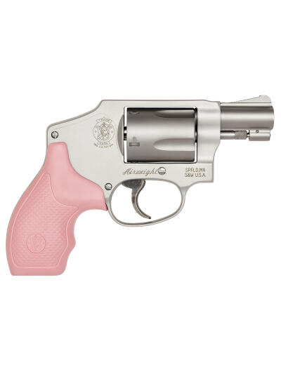 Smith & Wesson 150466 Model 642 Airweight 38 S&W Spl +P 5 Shot 1.88" Stainless Steel Barrel/Cylinder, Matte Silver Aluminum Alloy J-Frame, Pink Polymer Grip, Snag-free Enclosed Hammer, Internal Lock