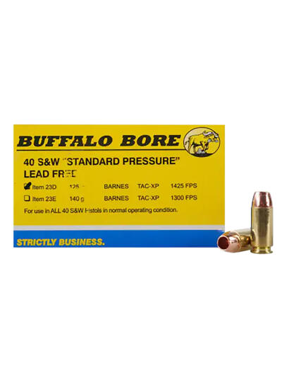 Buffalo Bore Ammunition 23D20 Standard Pressure Strictly Business 40S&W 125gr Barnes TAC-XP Lead Free 20 Per Box/12 Case