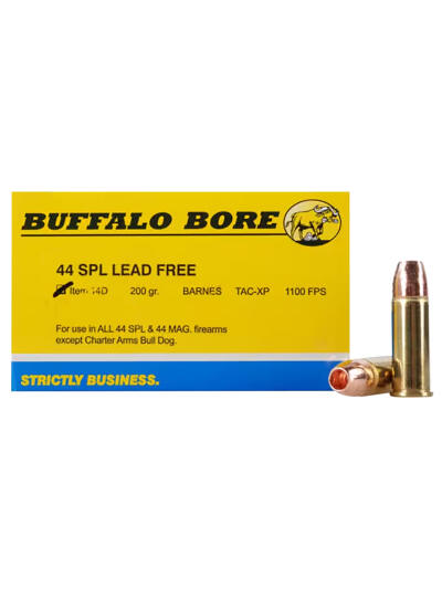 Buffalo Bore Ammunition 14D20 Buffalo-Barnes Strictly Business 44S&W Spl 200gr Barnes TAC-XP Lead Free 20 Per Box/12 Case