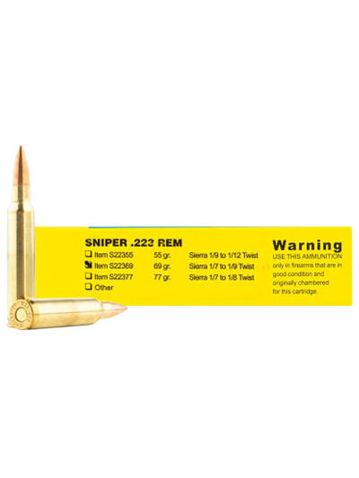 Buffalo Bore Ammunition S2236920 Sniper Strictly Business 223Rem 69gr Hollow Point Boat Tail 20 Per Box/12 Case