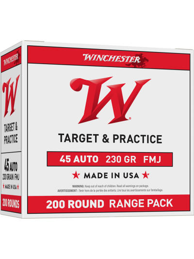 Winchester Ammo USA45W USA Range Pack 45ACP 230gr Full Metal Jacket 200 Per Box/3 Case
