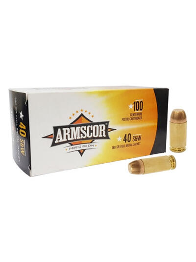 Armscor 40 S&W Ammunition 180 Grain Full Metal Jacket Value Pack 100 Rounds