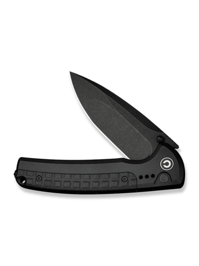 CIVIVI Sentinel Strike II Flipper & Thumb Stud & Button Lock Knife Black Aluminum Handle With Black FRN Integral Spacer