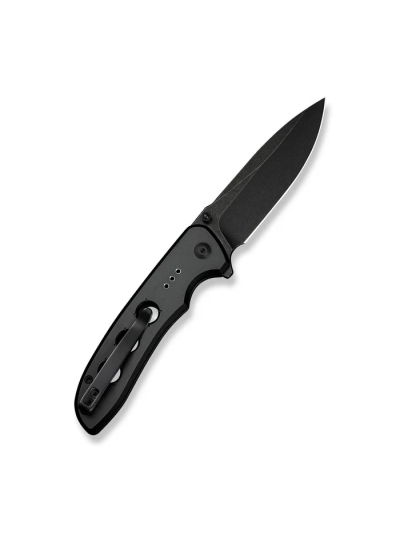 CIVIVI Hyperpulse Flipper & Thumb Stud & Button Lock Knife Black Aluminum Handle (3.5"" Black Stonewashed 14C28N Blade) C23087A-1