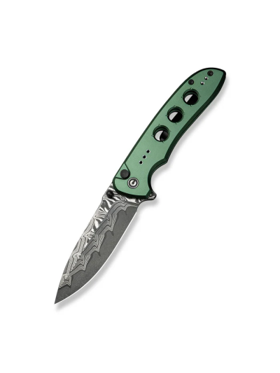 CIVIVI Hyperpulse Flipper & Thumb Stud & Button Lock Knife Aluminum Handle (3.5"" Damascus Blade) C23087A-DS1