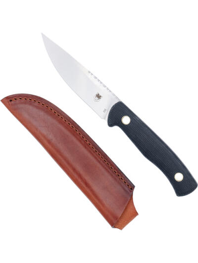 COBRATEC KOONSMAN 4" FIXED BLD - BLACK D2 W/LEATHER SHEATH