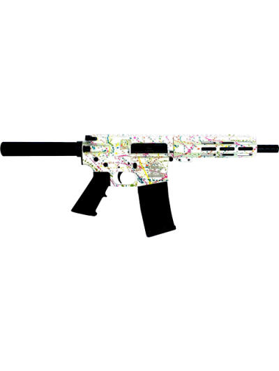 GLFA AR15 PISTOL 223 WYLDE - 7.5" NITRIDE SPLATTER WHITE