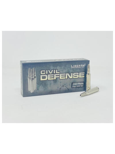 Liberty 223 Rem Ammunition Civil Defense LACD223019 55 Grain Fragmenting Hollow Point Lead-Free 20 Rounds
