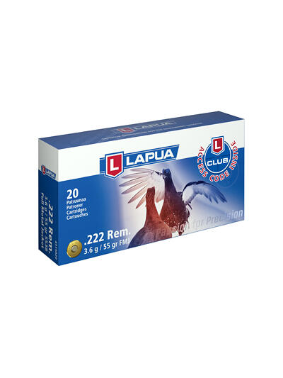 LAPUA 222 REM 55GR FMJ 20/600