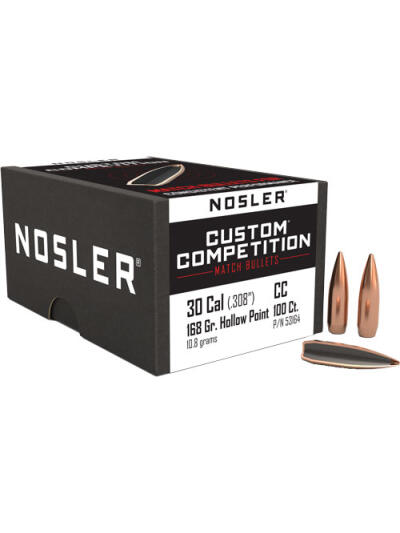 NOSLER BULLETS 30 CAL .308 - 168GR HP-BT CUSTOM COMP. 100CT